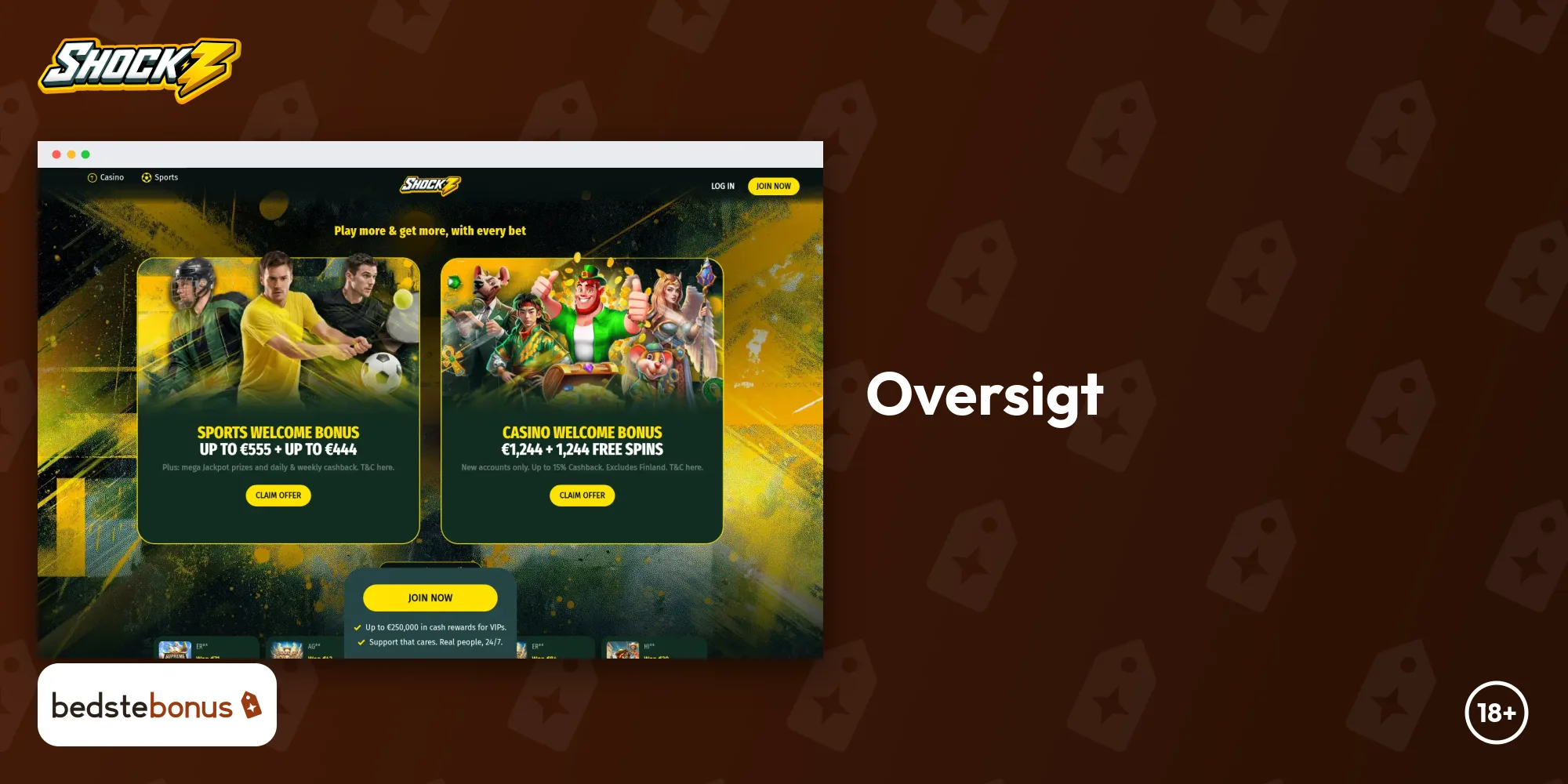 Shockz Casino oversigt, skærmbillede oktober 2026