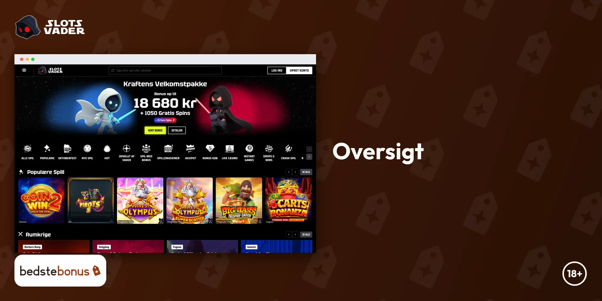 SlotsVader Casino oversigt, skærmbillede oktober 2026