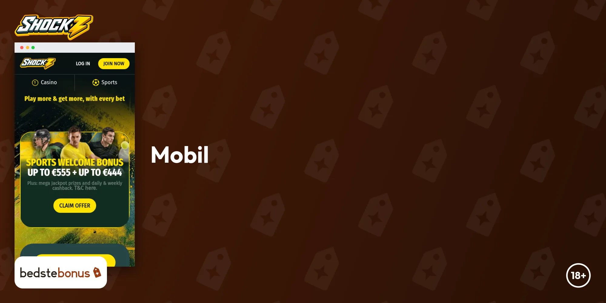 Shockz Casino mobil, skærmbillede oktober 2026